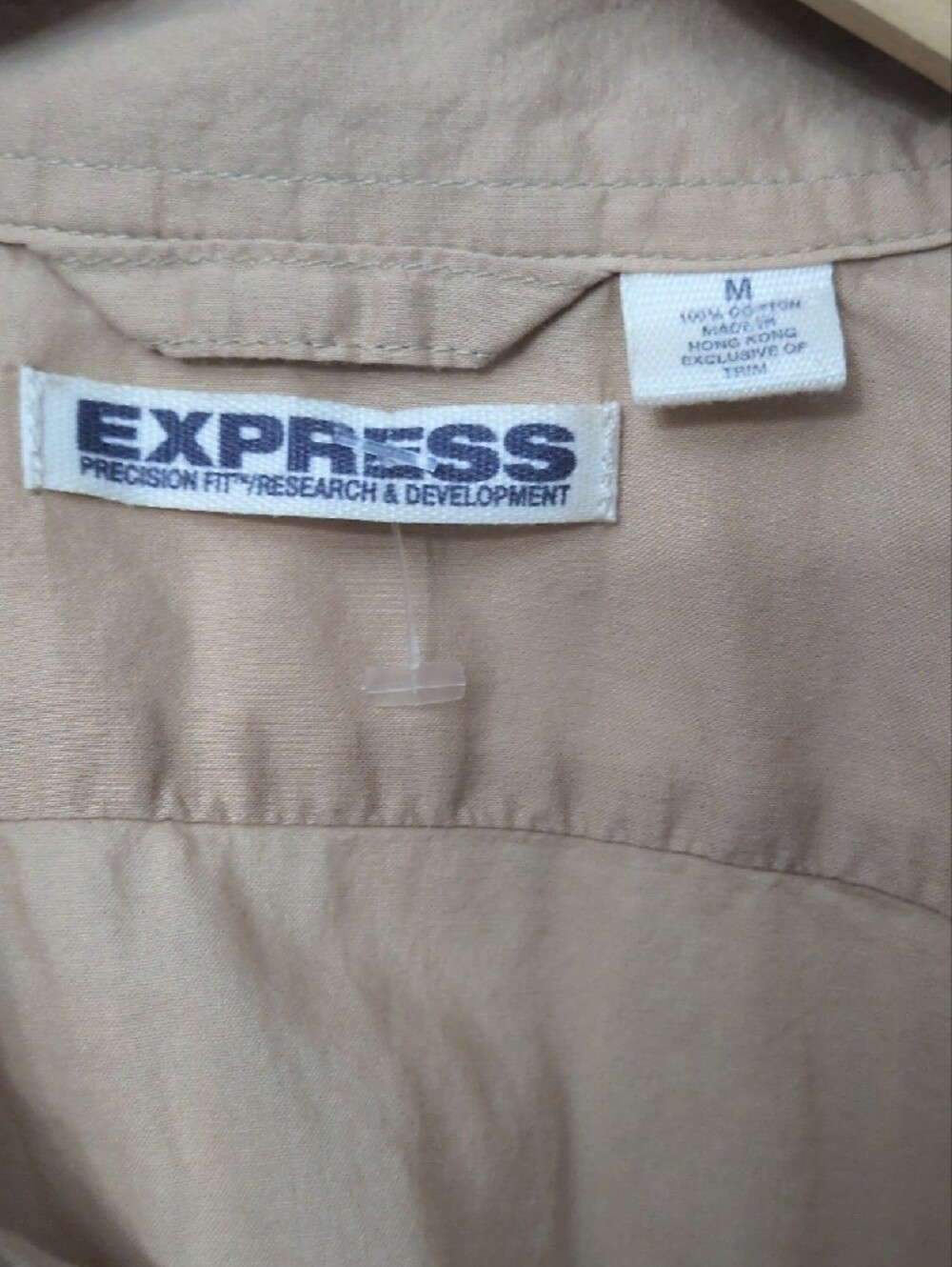 Express Men’s Beige Long-Sleeve Button-Down Pullover Shirt 100% Cotton - Picture 2 of 7